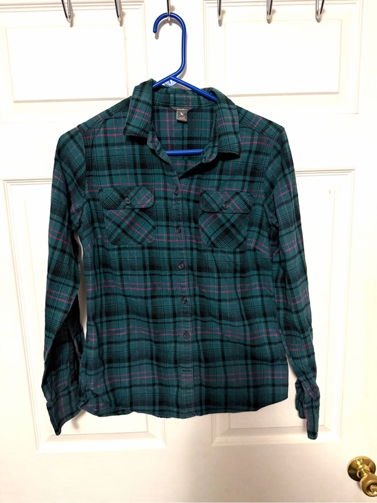 Eddie Bauer Tops - Eddie Bauer Teal and Black Plaid Button-Down Shirt